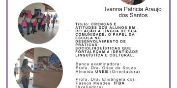 Convite para defesa de dissertação de mestrado de Ivanna Patrícia Araujo dos Santos